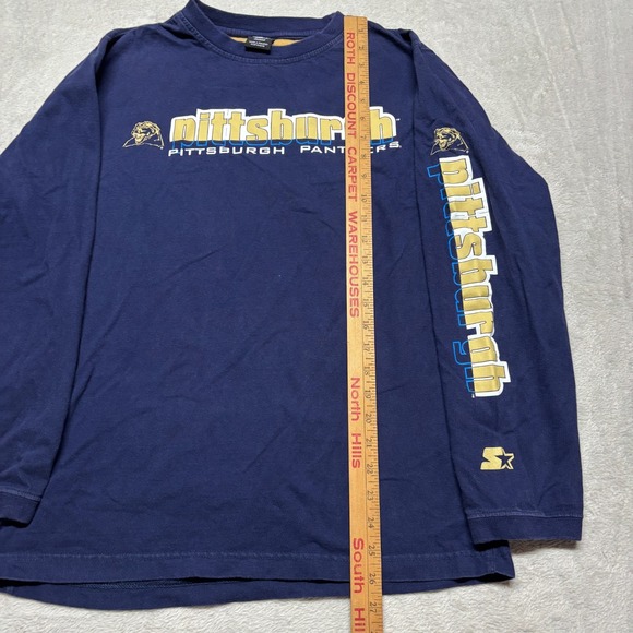 VTG Starter Pitt Panthers Mens M Long Sleeve T-Shirt Pittsburgh Spell Out Thick - Picture 7 of 7